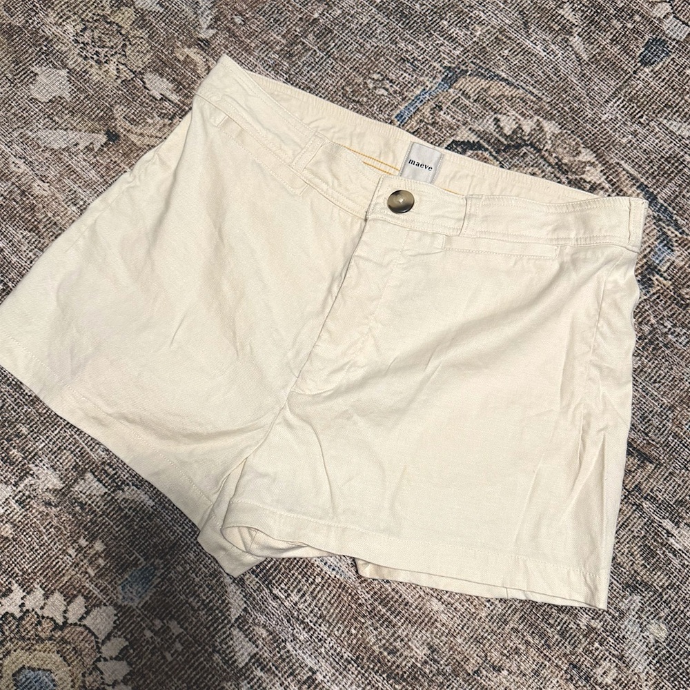 Sz 31 Khaki Maeve Ettie Linen Blend Shorts